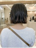 ブリーチなし切りっぱなしボブミディアムレイヤーボブベージュ