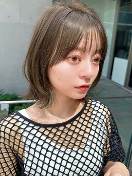 クーエフー(coo et fuu) レイヤーカット透明感カラーオリーブベージュシースルーバング