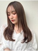 ロングレイヤー/ミルクティーベージュ/髪質改善/小顔ヘアp上尾