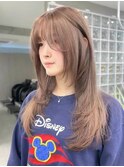 ミルクティーベージュダブルカラーハイトーンレイヤーカット韓国
