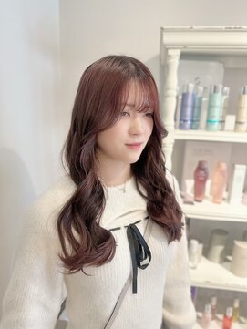 ラファンジュ ヘアー(Rohange hair) チェリーピンク/シースルーバング/ミックス巻き