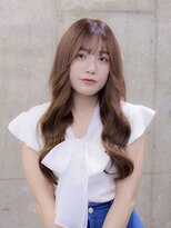 スラップス(SLAPS.)&nbsp;シースルーバング×胸下ロング×柔らかピンクベージュ