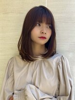 オーロ(ORO) ワンレン前髪ネビージュ黒髪ボブルフ