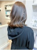 福山人気caary鎖骨ミディグレージュ切りっぱなし波巻き外ハネ