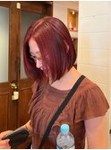 ボブ/ミニボブ/切りっぱなしボブ/チェリーレッド/バイオレット
