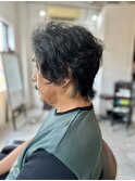 MEN'SHAIRウルフアッシュブラックカルマパーマダークアッシュ