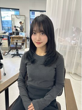 ハピネス 梅田茶屋町店(HAPPINESS) ミディアムレイヤー/韓国ヘア/髪質改善/顔まわり/ブリーチなし