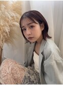 ボルドーブラウンカラー×くびれボブヘア