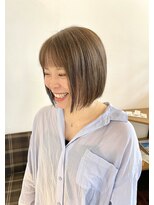 ヘアー ミュゼ 大西店(HAIR Musee) ミルクティーベージュ/髪質再整トリートメント/切りっぱなしボブ