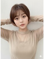 アース 栄店(HAIR&MAKE EARTH) earthショートレイヤーボブミルクティー丸みショートボブ