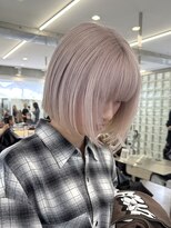 サンクプロジェクト(cinq PROJECT) ハイトーン切りっぱなしレイヤーボブミルクティーピンクベージュ