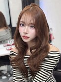 小顔ロングレイヤーカット顔周り春ハッシュカット透明感カラー