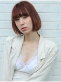 【Astar】ピンクオレンジボブ 小顔 パッツンボブ