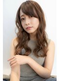 大人かわいい前髪セシルカットココアブラウンフリンジウェーブ