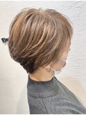 脱白髪染めハイライトカラー