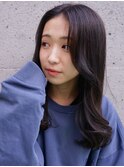 韓国ヘア　顔まわりレイヤー　ラベンダーブラック