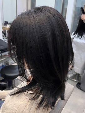 ノク(nok) ブリーチなし/暗髪/レイヤーカット_グレーベージュレイヤー