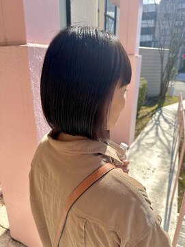 ワークスヘアー(WORKS HAIR) 黒髪ボブ×ラベンダーカラー