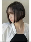 大人かわいい前髪セシルカットココアブラウンフリンジウェーブ