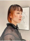大人可愛い大人美人モードボブオレンジカラー