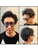 メンズショートツイストスパイラルスパイキーアップバング短髪