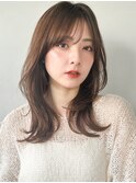 ホワイトグレージュデジタルパーマ斜めバング艶感#502f0615