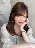 暗髪で出せるこなれ感!フェイスレイヤー×ナチュラルセミロング