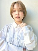 透明感ミルクティーベージュショートボブ◎透明感カラーp上尾