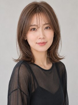 ヘアーアンドエステ ハラダ 滝ノ水店(Hair&Esthe Harada) 透明感ブラウンベージュ/ミディアム/外ハネ/白髪染め