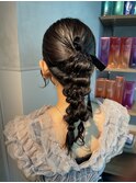 【ローポニーテール】結婚式銀座お団子カチモリタイトヘアセット