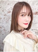 形の綺麗な卵形ロブ♪アッシュブラウンシースルーバング錦糸町