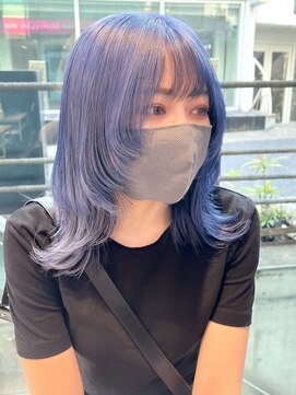 リル 溝の口(LiL) ブルーラベンダー/溝の口/ブリーチ/ダブルカラー/レイヤーカット