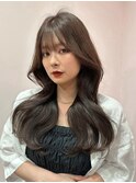 韓国ヘア/前髪あり/ヨシンモリ/暗め透け感カラー