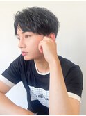 センターパートメンズマッシュパーマニュアンスパーマ刈り上げ
