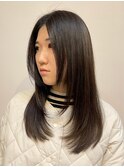 顔周りレイヤーカットくびれヘアミルクティーベージュカラー