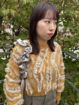 ツイギー 宮西店(TWiGGY) 外ハネミディにピンクブラウン