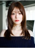 ☆フェミニンロング大人かわいいぱっつん前髪レイヤーカット小顔