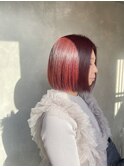 チェリーレッド×ミニボブ