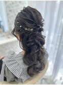ハーフアップ／結婚式／お呼ばれヘア／参列へア／二次会へア