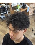 波巻きパーマ×アップバング