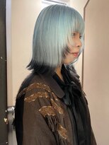 ソイ 下北沢(soi)&nbsp;LightBlue×end color _裾カラー_水色_レイヤーボブ