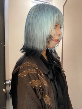ソイ 下北沢(soi) LightBlue×end color _裾カラー_水色_レイヤーボブ