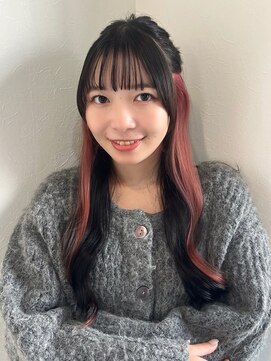 インナーカラー ピンクベージュ ハイトーン ブリーチカラー 20代