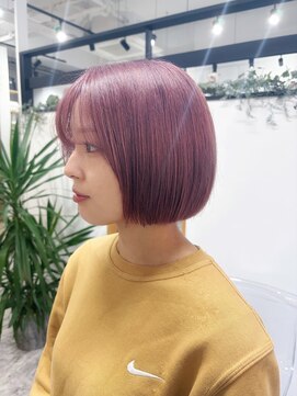 アムヘアー(A.M. hair) ボブ/タッセルボブ/切りっぱなしボブ/レイヤー/ピンクベージュ