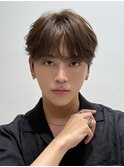 メンズセンターパートウルフニュアンスパーマカルマパーマゆるめ