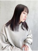ストレートスタイル_かきあげロングマロンベージュ_38370