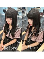 あるじゃんすー 池袋店 ブラック×ピンク#エクステ#デザインカラー#イヤリング#池袋
