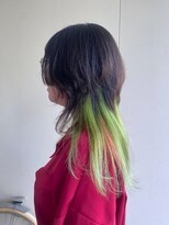 カシェ リタ ヘアー(CACHE'&RITA HAIR)&nbsp;ロングウルフ○インナーカラー○ライムグリーン