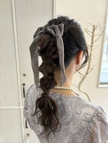 ジェリカヘアー サンフラワー通り(Jlica hair)&nbsp;ポニー×編みおろし×ベロアリボン