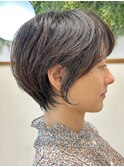 【大人可愛い/レイヤーショートボブ/白髪ぼかし】